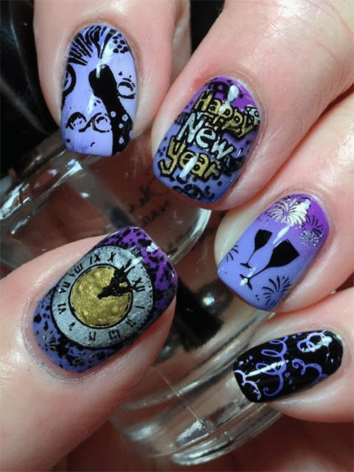 20 Best Happy New Year Eve Nail Art Designs 2018 Modern Fashion Blog