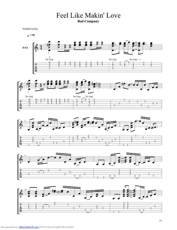 Feel s Like Makin Love guitar pro tab by Bad Company