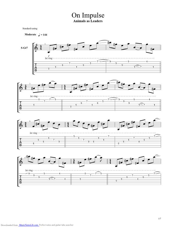 On Impulse guitar pro tab by Animals As Leaders