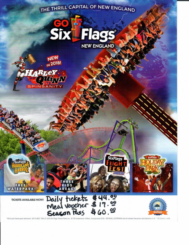 Six Flags New England Tickets Available! USCG Base Cape