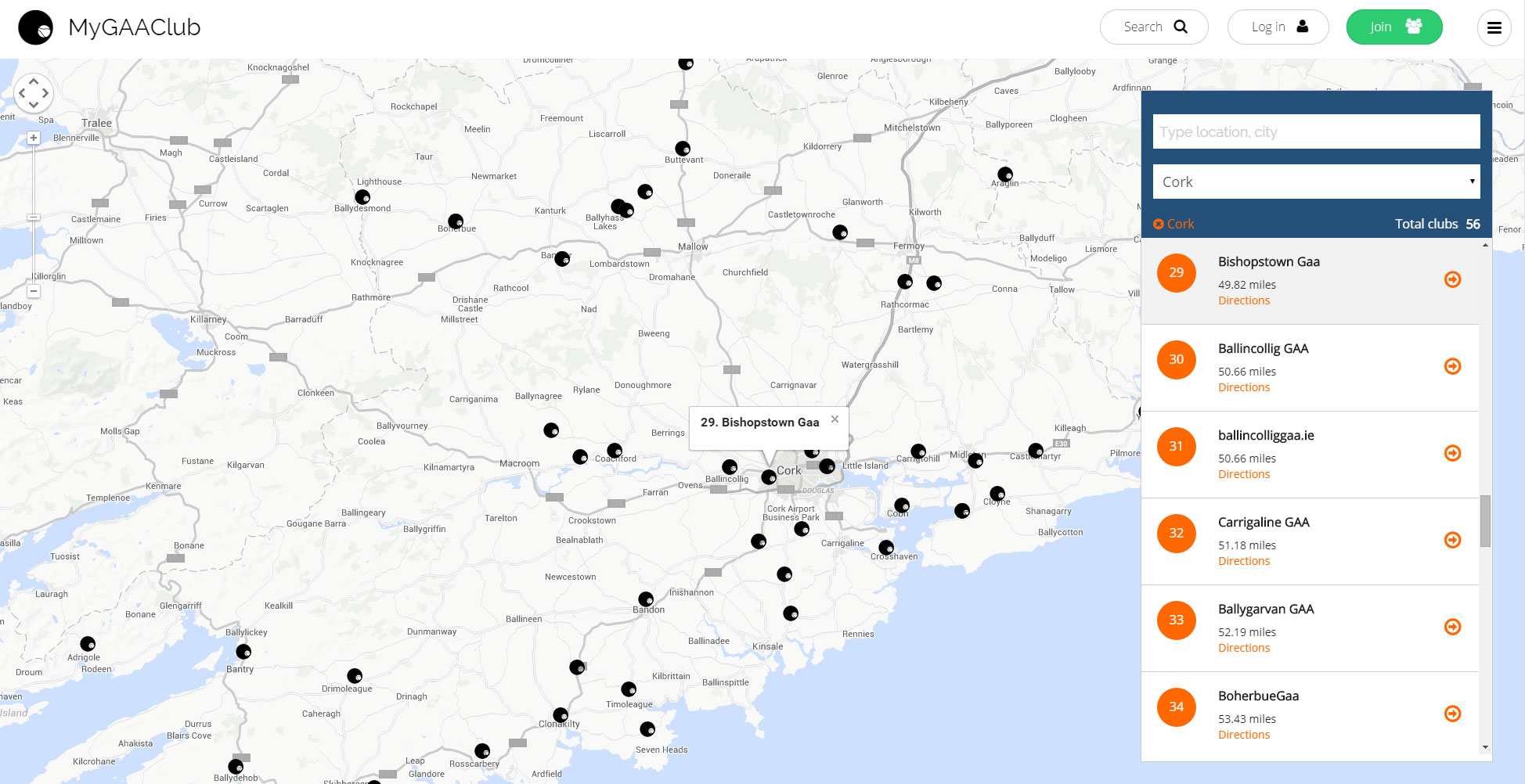 GAA Club pitch finder