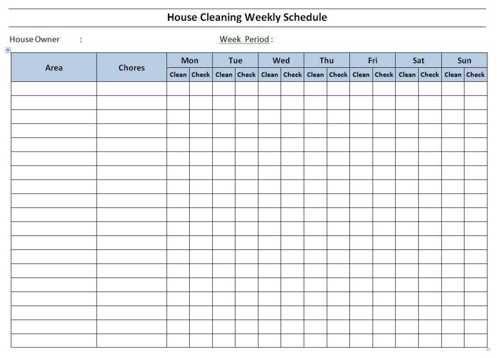Free House Cleaning Schedule Template
