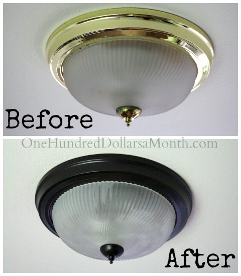 All you need to do is give it a few coats of spray paint and add the old fashioned looking light bulbs. Can You Spray Paint Brass Light Fixtures Yes Yes You Can One Hundred Dollars A Month