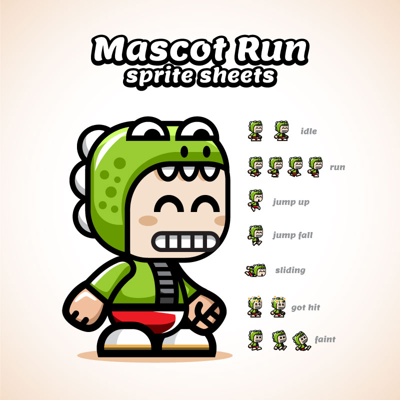 Bevouliin Free Game Sprites Crocodile Mascot Running and
