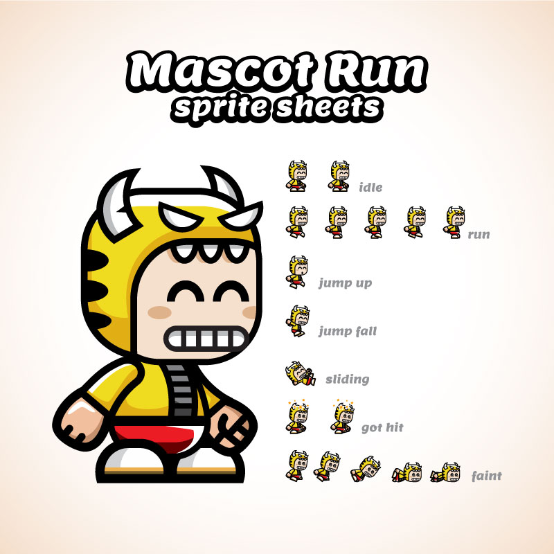 Bevouliin Free Running and Jumping Mascot Sprite Sheets
