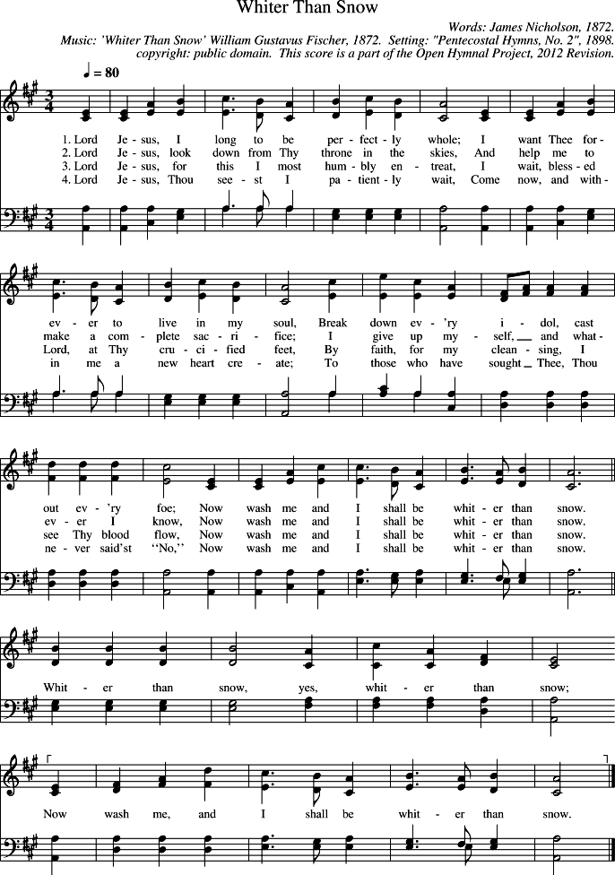 Open Hymnal Project Whiter Than Snow
