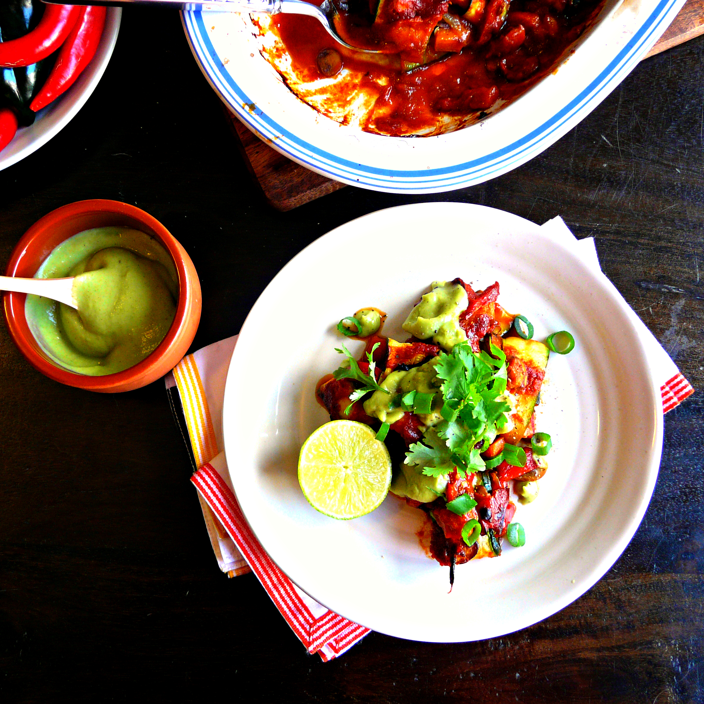 Plantbased Mexican Enchiladas with coriander & lime cream