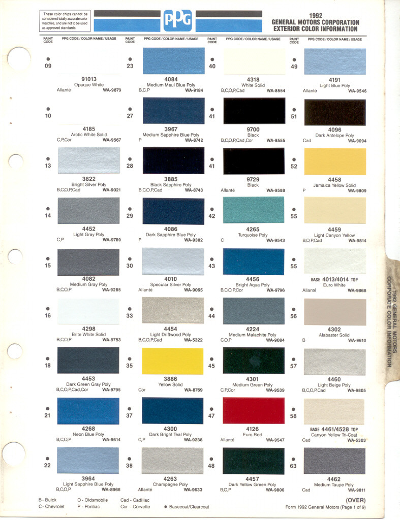 Paint Chips 1992 GM Chevy Truck