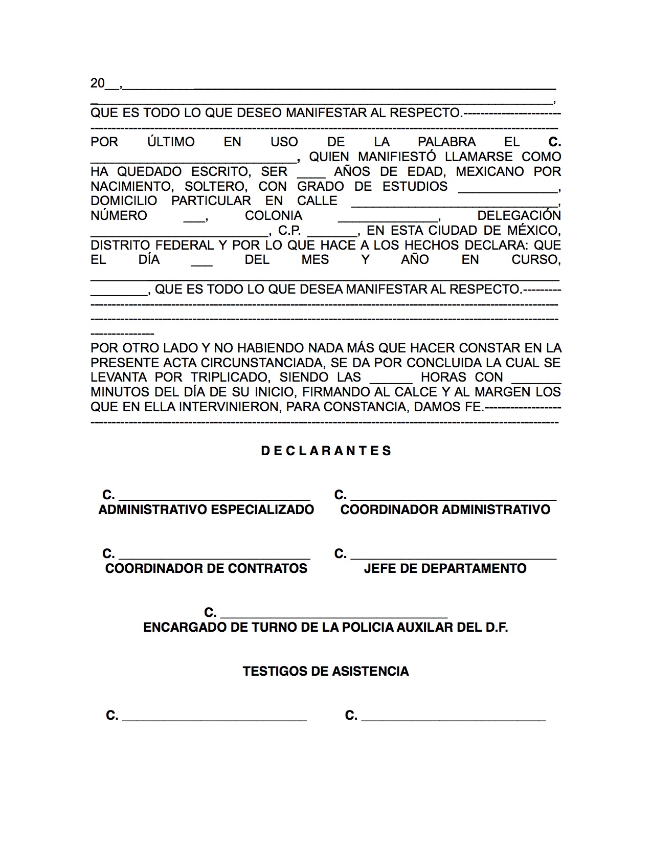 Acta De Hechos Ejemplo Word About Quotes r