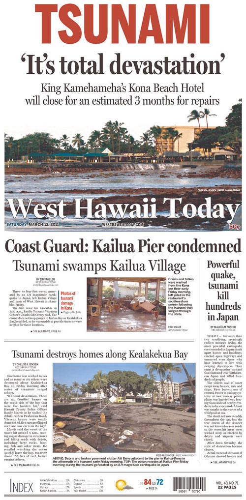 How newspapers played the tsunami coverage Patrick