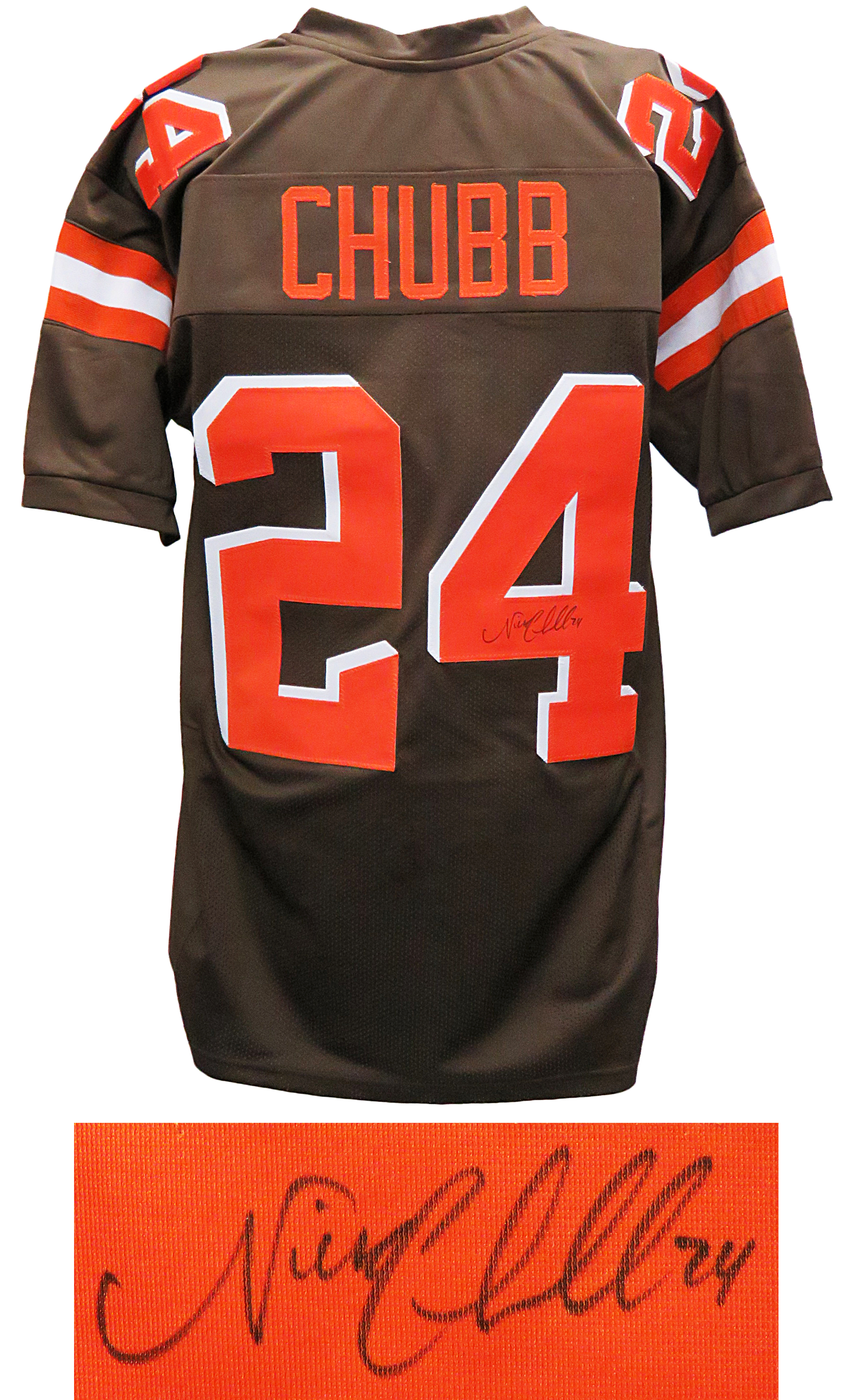 Lot Detail Nick Chubb Signed Brown Custom Football Jersey