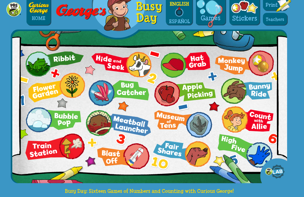 Play 16 different games in both english & spanish in