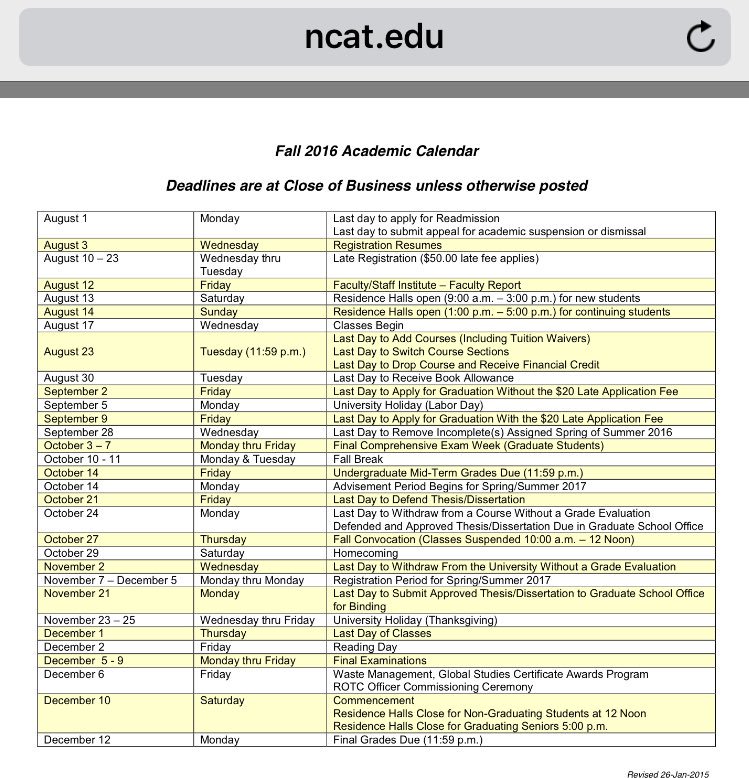 Ncat Academic Calendar | Plan Your Year Easily!