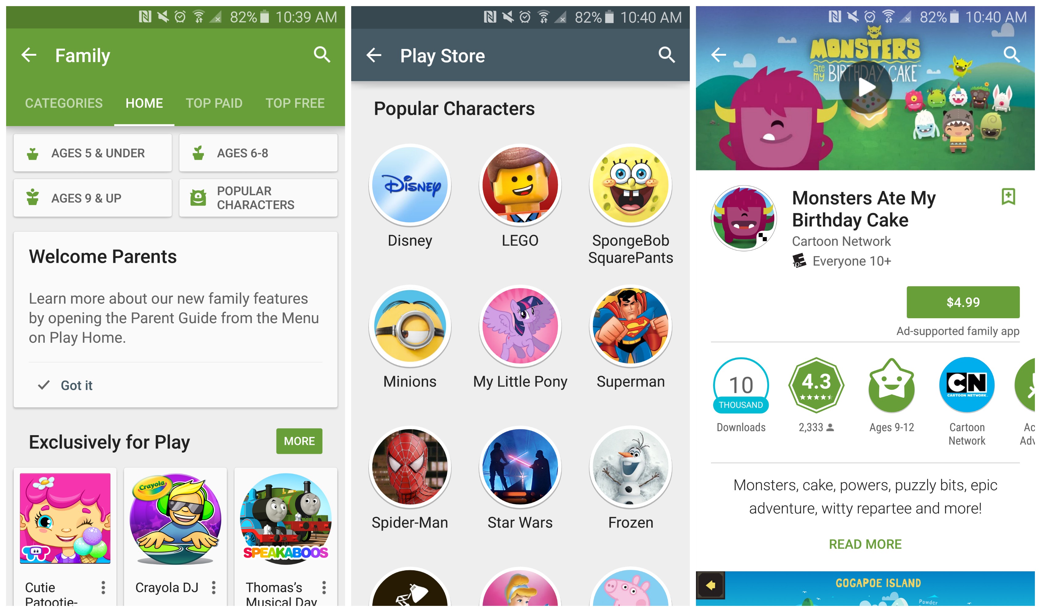Google Play Family now live in the Play Store