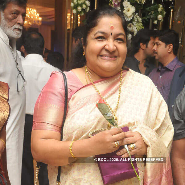 Singer Chitra graces the wedding reception party of T