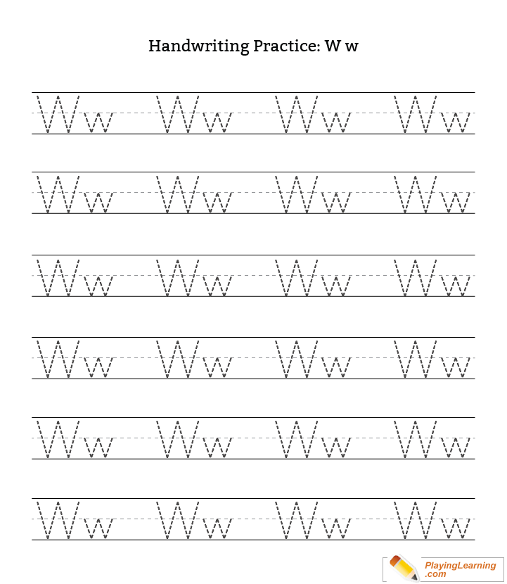 Handwriting Practice Letter W Free Handwriting Practice