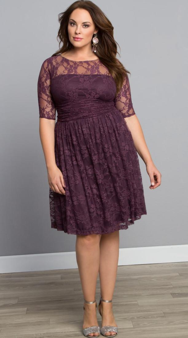 Cream lace dress plus size PlusLook.eu Collection