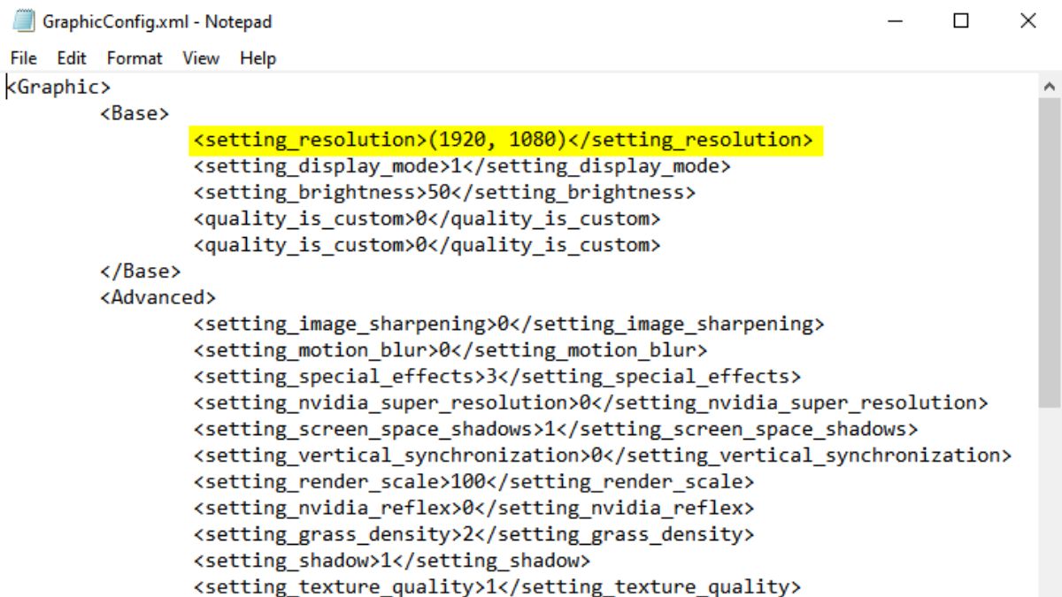 Edit Resolution Values