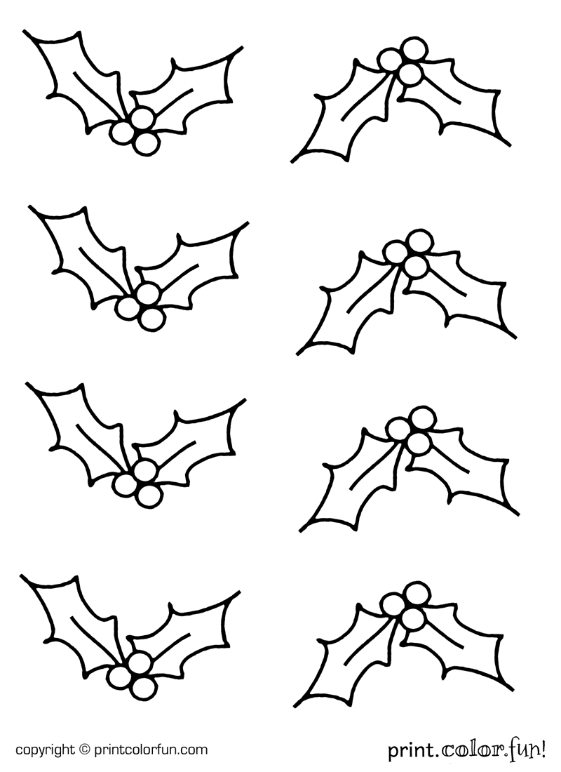 Holly coloring page Print. Color. Fun!