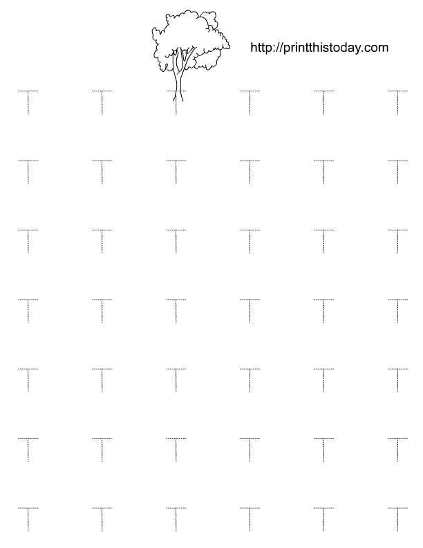Alphabet T tracing worksheets for Preschool and Kindergarten