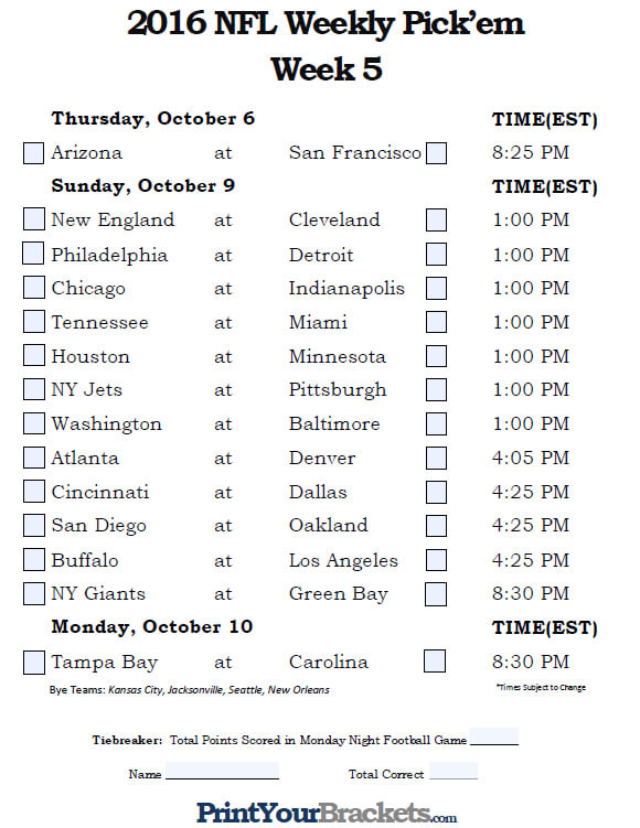 Nfl Printable Sheets