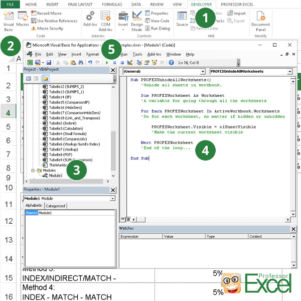 Unhide all Hidden and Very Hidden Sheets in Excel at Once