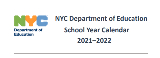 NYC DOE School Calendar 20212022 PS 205Q Alexander