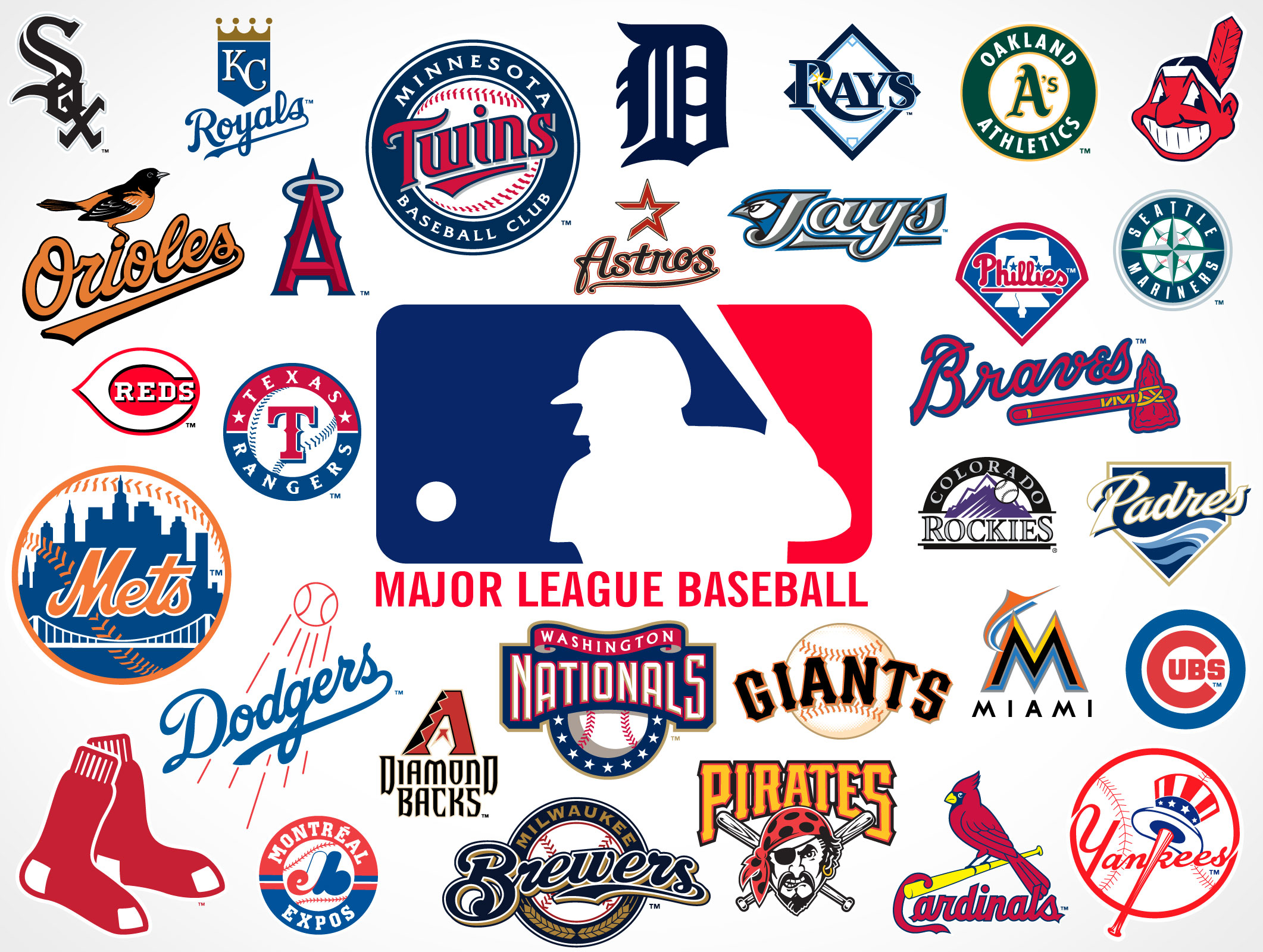Major League Baseball Team Logos • Market Your PSD Mockups