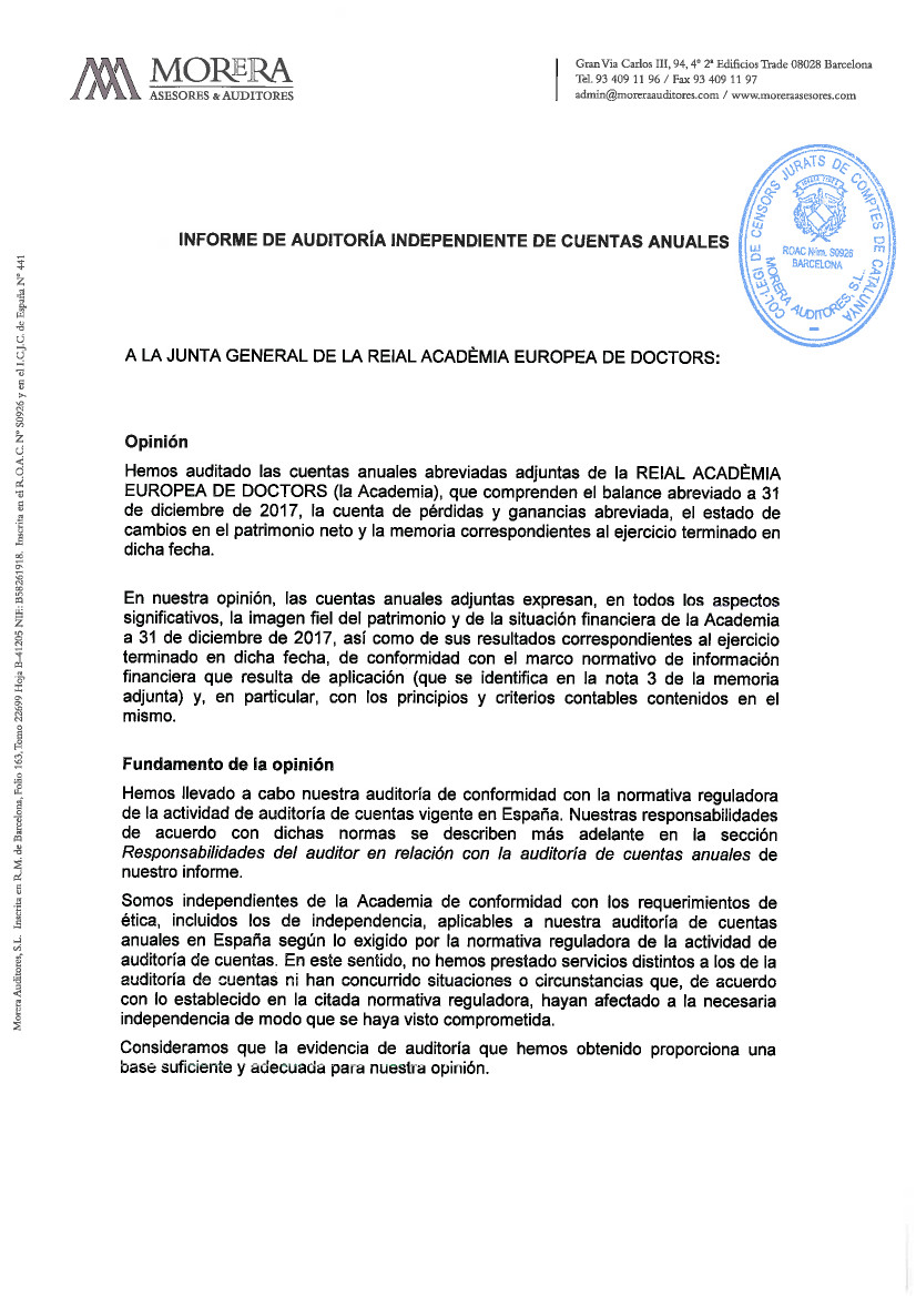 Informes de auditoría Real Academia Europea de Doctores