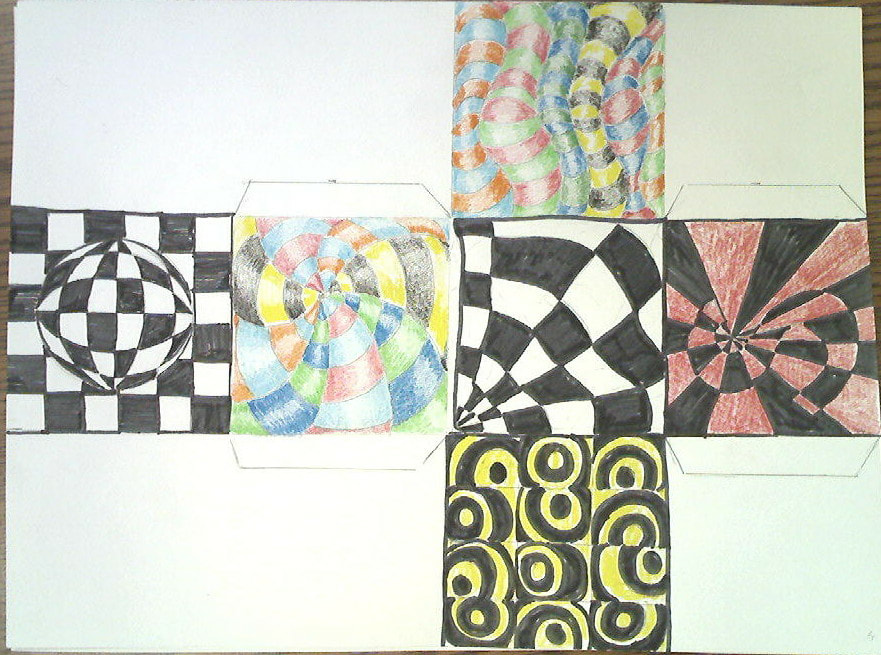 Step by Step OP Art Cube to Red Imp Art