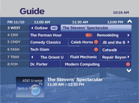 AT&T U-verse Attention TV Listings Guide On TV Tonight