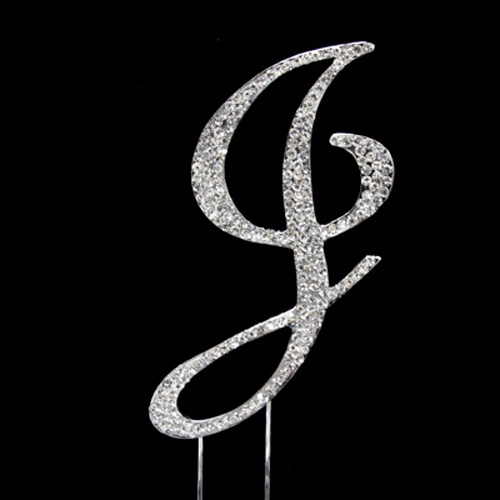 Letter J Rhinestone Crystal Cake Topper Monogram Cake
