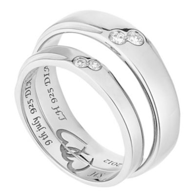 Commitment 9ct White Gold Diamond Set Wedding Ring Set H
