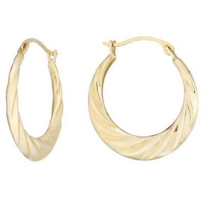 9ct Gold Patterned Creole Earrings H.Samuel