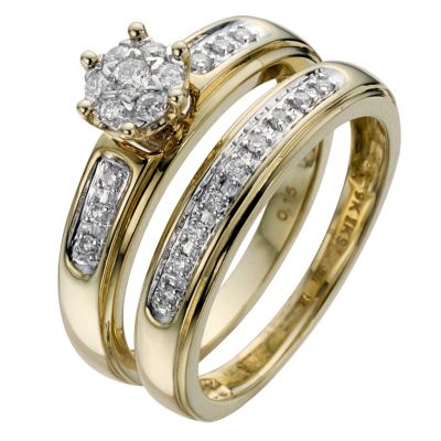9ct Yellow 1/5 Carat Diamond Bridal Set H.Samuel