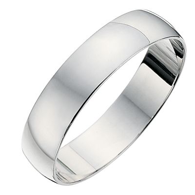 9ct white gold D shape 4mm heavy wedding ring H.Samuel
