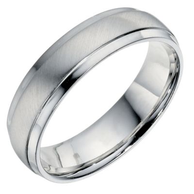 Men's Sterling Silver 5mm Matt & Polished Ring H.Samuel