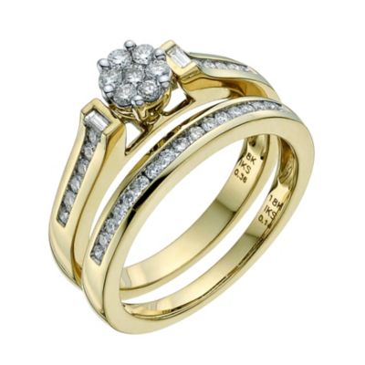 H.Samuel 18ct Yellow Gold 1 / 2 Carat Diamond Flower