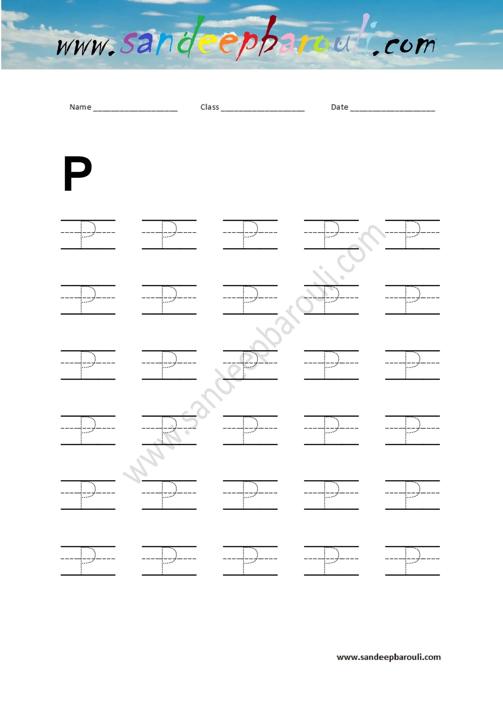 Handwriting Practice Letter P SandeepBarouli