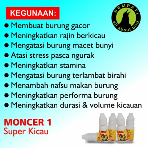 Moncer 1 Super Kicau Vitamin Burung Meningkatkan Kicauan Stamina Nafsu Makan Mengatasi Macet Bunyi Stress Ngurak Sempati Bird Shop