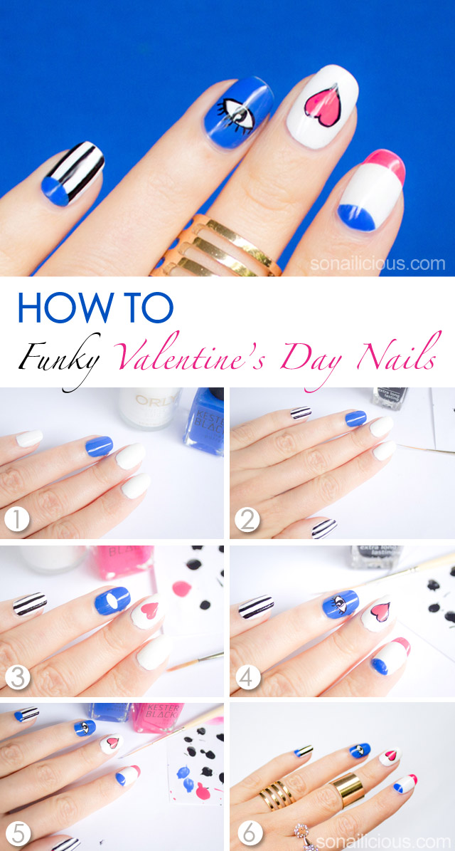 Funky Love Valentines Day Nail Art Tutorial