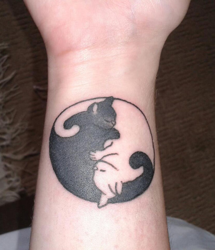 Ying And Yang Cat Tattoo Bored Panda