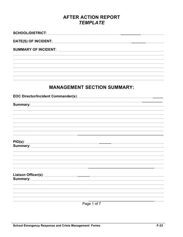 Emergency Management After Action Report Template Master of Documents
