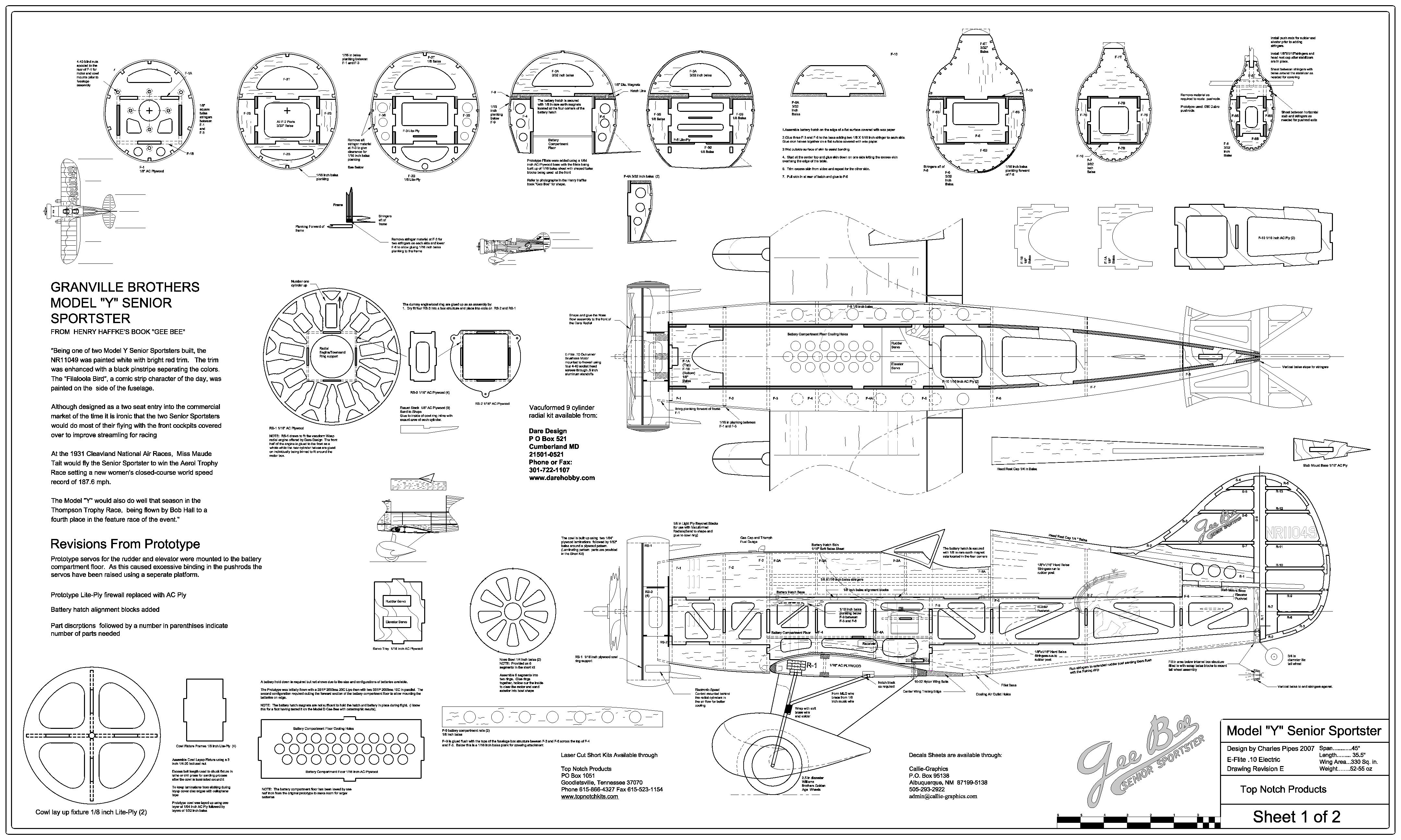 Gee Bee ModelY Senior Sportster 125.00 Laser Design Services