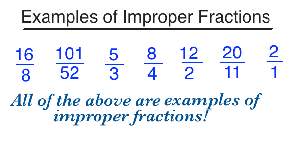 Improper fraction examples