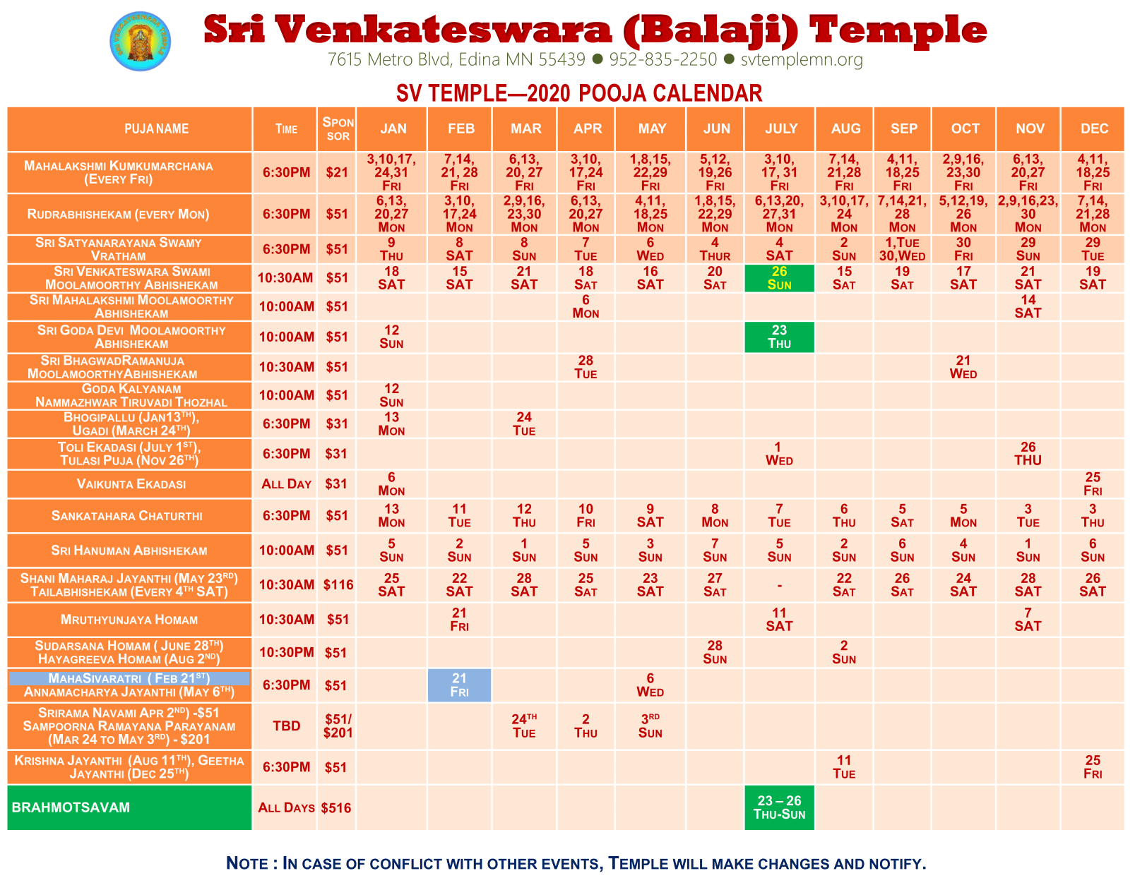 Sri Venkateswara Temple Calendar Printable Calendars AT A GLANCE(05)