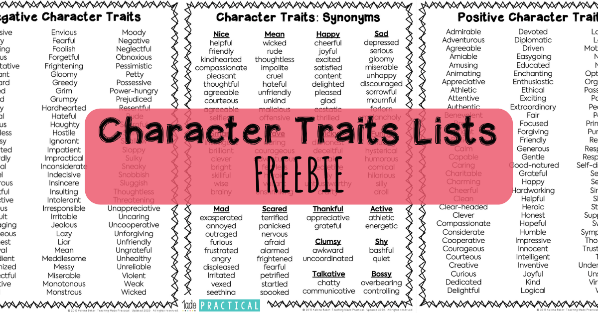 Below are some positive character traits. Free Character Traits List Teaching Made Practical