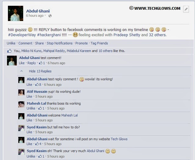 How to Add/enable REPLY Button to Facebook Comments on Facebook Profile