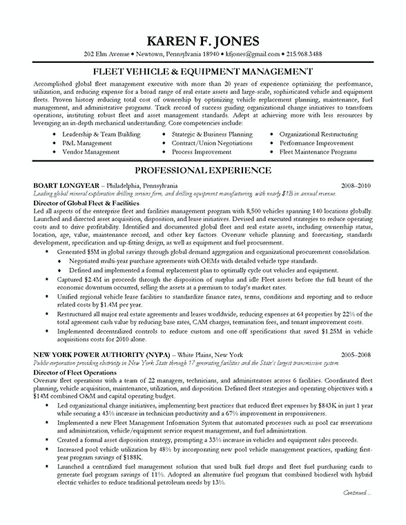 Fleet Manager Resume