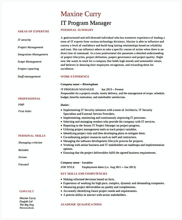 IT Operations Manager Resume